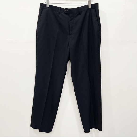 Portofilo Extra Fine Black Dress Pants Trouser Designed In Italy  Super 160’s - Picture 1 of 10